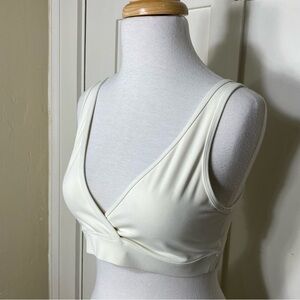 Unknown Ivory Off White Soft Faux Cross Front Bra M-L